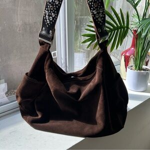 Tylie Malibu Suede Shoulder Bag Brown Leather Made in California USA Boho Chic
